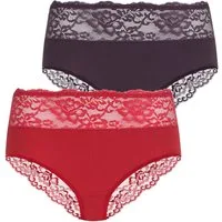 Evoni Hipster Damen Unterwäsche 2er Wäsche-Set Brazilian Slips Spitze