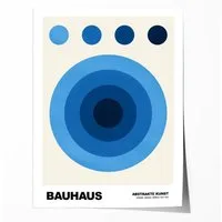 JUSTGOODMOOD Poster Bauhaus Abstrakte Kunst Blauer Kreis in modernem Design Geometrisches, (1 St)
