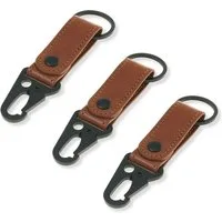 Made by Nami Schlüsselanhänger Set 3er Set Schlüsselanhänger Leder braun mit Karabiner, aus veganen Leder – 3-teiliges Set - robust