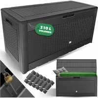 KESSER Aufbewahrungsbox, Auflagenbox Kissenbox 310 Liter mit Rollen klappbarer Deckel