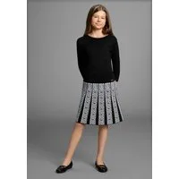 Bruno Banani Strickkleid Strickkleid mit Faltenrock und Jacquardmuster für Mädchen Für TEENS. Trendiges Strickkleid