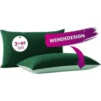 wometo Microfaserbettdecke Microfaser Kissenhüllen Doppelpack grün 40x80, OEKO-TEX®, praktischer Hotelverschluss