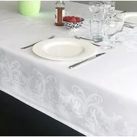 Libusch® Tischdecke DAMAST-Tischdecke Prinzipal, weiß, ornamentales Muster, Größe wählbar (1-tlg), Jacquardgewebe