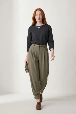 Gürtel-Bedruckte Leg Tailored Hose