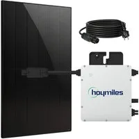 SUNNIVA Balkonkraftwerk 460W BIFAZIAL FULLBLACK komplett Steckdose, (HOYMILES 400 Watt Wechselrichter, PV Solaranlage Komplettset, 1x 460W N-Type Glas-Glas Bifacial Solarmodule, 5m Kabel)
