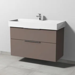 Sanipa 3way Waschtischunterbau zu Duravit Dura Square Waschtisch mit 2 Auszügen, Taupe-Matt UP4271T