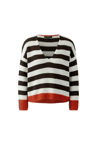 Oui - Pullover white brown - Gr. - 40
