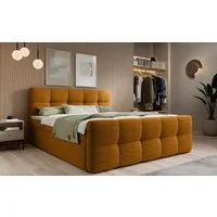 thematys Boxbett mit Bettkasten 140x200–200x200 cm – Velours oder Bouclé Bezug – (Polsterbett Bonnellfederkern Matratze H3 + Gratis 3cm Topper, Boxbett - Luxus Doppelbett mit Stauraum)