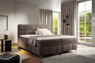 Boxspringbett Schlafzimmerbett SOPHIE 160x200cm Stoff Salvador Schokobraun