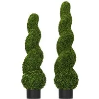 Kunstbaum Künstliche Spiral-Buchsbaum Kunstpflanze 90/120cm 2 stuks, FIVMEN, Höhe 90 cm, Künstliche Pflanzen wie echt mit Topf