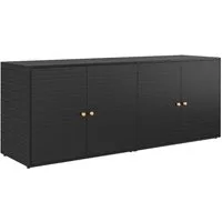 vidaXL Garten-Geräteschrank NA Gartenschrank Schwarz 198x55,5x80 cm Polyrattan Terrasse Balkon Ver