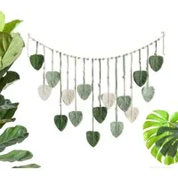 Zaewry Hängedekoration Makramee Wandbehang Handgemacht Wandteppich Boho Wohnungs Dekorationen, Chic Kunst Gewebte Feder Wanddeko Blatt Wandteppich