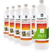 Höfer Chemie GmbH Bioethanol 15x 1 L FLAMBIOL® Bioethanol 96,6% Premium für Tischkamin, 15 l, (15-St), Saubere Verbrennung, geruchs- und rußfrei