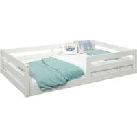 Ehrenkind Kinderbett Bodenbett Sona aus massivem Kieferholz und Rausfallschutz, Montessori Kinderbett 90x200 cm