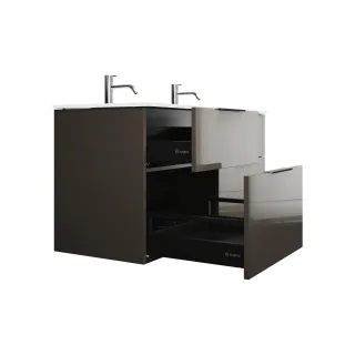 Burgbad Glas Waschtisch-Set Eqio Grau Hochglanz/Weiß, SEYY122F2010A0070 SEYY122F2010A0070
