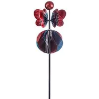 Dehner Gartenstecker Dekostab, Ø 21 cm, Höhe 115 cm, Eisen farbenfroher Gartenstecker mit Windspiel, frostbeständig