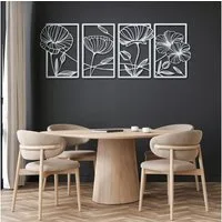 TUWENA Wanddekoobjekt 4 Stück Metall Lotusblume Wanddekoration, Minimalistisches Wanddeko