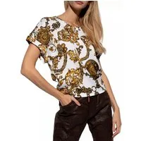 Versace Jeans Couture T-Shirt PATTERNED Barock Bluse goldfarbenen Knopfverschlüssen