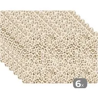MuchoWow Platzset Leopard - Klassisch - Beige, (6-St), Platzsets, Tischset, Abwaschbar, Tischsets, Platzdeckchen