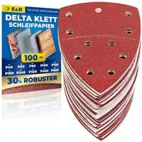 S&R Schleifdreieck Schleifpapier Profi Set 105 mm x 152 mm für professionellen Einsatz, (Set, 60 St., Je 10x P40, P60, P80, P120, P180 und P240), für Metallen, NE-Metallen, Stahl und Legierungen, Holz, Kunststoffe