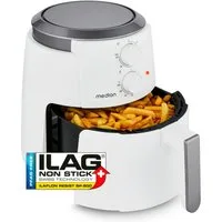 Medion® Heißluftfritteuse MD13020, 1500 W, 4,7 Liter, 60 Min Timer, bis 200°C, Antihaft-Beschichtung, schwarz
