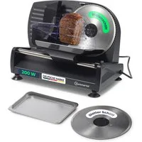 Sommertal Allesschneider AS190 DUAL 200 W Edelstahlmesser mit Wellenschliff und, 200 W, glatten Schliff, elektrische Schneidemaschine Brotschneidemaschine