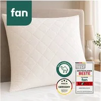 fan Naturfaserkissen Gobi, Kopfkissen in 40x80 & 80x80 cm, Made in Germany, Füllung: 97% Wolle, 3% sonstige Fasern, Bezug: 100% Baumwolle versteppt mit 97% Kamelhaar, 3% sonst. Fasern, Kissenbezug aus Baumwolle mit Kamelhaar versteppt, Füllung aus Wo