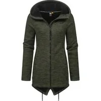 Ragwear Kapuzenstrickjacke Wingi Melange Sportliche Kapuzenjacke mit Teddy-Kunstfell