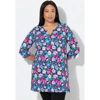 Ulla Popken Longshirt Longshirt A-Linie Tunika-Ausschnitt 3/4-Arm