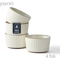 JIWOO Schale 4er Ø11cm,Müslischale Eisschale Dessertschale Obstschale Snackschale, Keramik, (Schaleset, 4-tlg), Hochwertiges Schalen Beige Mikrowellenofen Spülmaschine Ø 11cm
