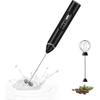 KINSI Milchaufschäumer Milchaufschäumer Elektrisch, USB Wiederaufladbar für Latte Matcha, 2,5 W, 2 Rührköpfe, 3 Geschwindigkeitsstufen