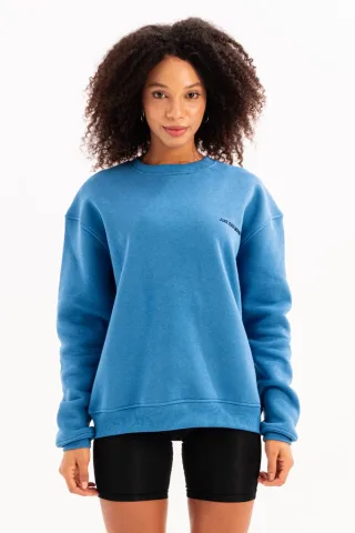 Damen-Sweatshirt mit Rundhalsausschnitt, Stickerei, gefüttert mit Polarfleece, blau - Rigil