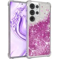 EAZY CASE Handyhülle Liquid Glittery Case für Samsung Galaxy S25 Ultra 6,9 Zoll, Bumper Case Back Cover Glitter Glossy Handyhülle Etui Violett Lila