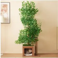 Celya Kratzbaum 190 cm hoher Kratzbaum in Baumform mit 4 Plattformen und Katzenlöchern, haustiersicheres Material, abnehmbare Blätter, wasserdichtes