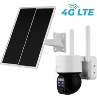 LUVISION Überwachungskamera LV-G-2043 (Außenbereich, 1-tlg., 4G / LTE PTZ Solar Akku Überwachungskamera Kamera für SIM Karte, 12 x optischer Zoom, Sirene, Duo Objektiv, Gegensprechfunktion)
