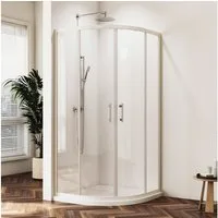 Hopibath Runddusche 90x90 Duschkabine Viertelkreis radius 55 cm Weiß, BxT: 90x90 cm, 5mm Sicherheitsglas, Schiebetür, mit Alurahmen, Magnetverschluss, (88-90)x(88-90)x185cm