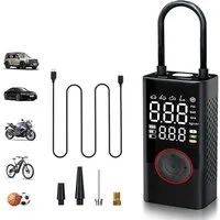 FANNOU Akku-Luftpumpe Digitale Elektrische Luftpumpe mit Druckvoreinstellung, Wiederaufladbar, Luftpumpe für E-bike, Auto, Fahrrad, Motorrad, Bälle