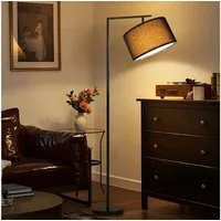 ZMH Stehlampe Whonzimmer Stoff Design Modern Deko Lese E27mit Fußschalter Bettlampe, Hochwertige Material, ohne Leuchtmittel, Runde Metallbasis, 180° verstellbarer Lampenkopf