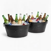 relaxdays Outdoor-Flaschenkühler Schwarze Sektkühler im 2er Set