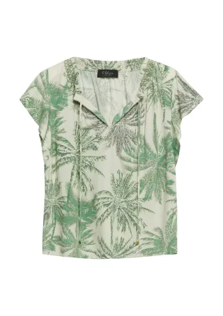 s.Oliver BLACK LABEL - Bluse creme/grün/mehrfarbig - Gr. - 34