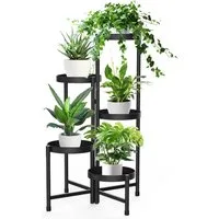 Jibenhome Blumenständer 5 Etagen Metall Pflanzenständer, Mehrstöckig Pflanzenregal, Blumenregal Pflanzentreppen für Wohnzimmer, Balkon, Terrasse, Hof
