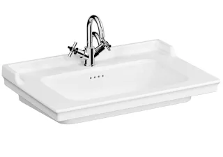 VitrA Valarte Möbelwaschtisch 80 x 53 cm mit Hahnloch 4 Überlauflöcher Weiß Hochglanz,7802B403-0001 7802B403-0001