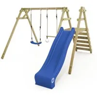 Wickey Doppelschaukel Smart Dash – Gartenschaukel mit Rutsche, Ringen & Trapez für Kinder, (Holzschaukel - Wickey Zubehör flexibel nachrüstbar, Kinderschaukel - Fördert Gleichgewicht, Kraft & Koordination), Wetterfestes Massivholz – pflegeleicht mit 