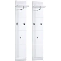 Lomadox Garderobenpaneel DANARO-01, Set Hochglanz weiß (2-teilig), B x H x T ca. 80 x 153 x 23 cm