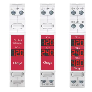 Chayo TOVME Digital DC Voltmeter 11-310V 1/2/3-Channel DIN Rail Mount Red LED Display Voltage Monitor for Solar System B