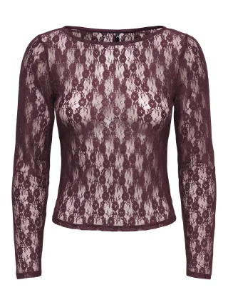 ONLY - ONLNIKITA L/S BOATNECK LACE TOP BOX JRS Decadent Chocolate - Gr. - M