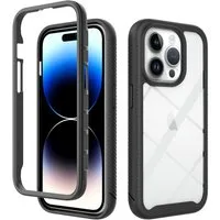 Wigento Handyhülle Für Apple iPhone 15 Pro Max robuste TPU / PC verstärkte Ränder Hülle
