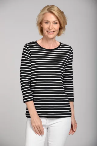 CLARINA - Ganzjahres NOS Rdh.-Shirt,3/4 900 schwarz-weiss - Gr. - 38