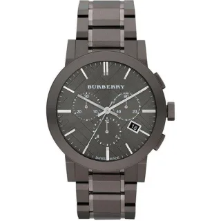 Burberry BU9354 Herrenuhr mit grauem Karo und Ionenplattierung aus Edelstahl