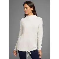 DELMAO Stehkragenpullover mit verstellbarem Saum durch Bindeband